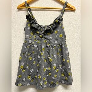 *Torrid Skull Ruffled Babydoll Knit Tank Roses Grey Heather Size 0. 0XL. L